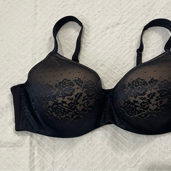 Soma Stunning Support Bra Balconette Black Floral Lace Size 38DD - Picture 2 of 7